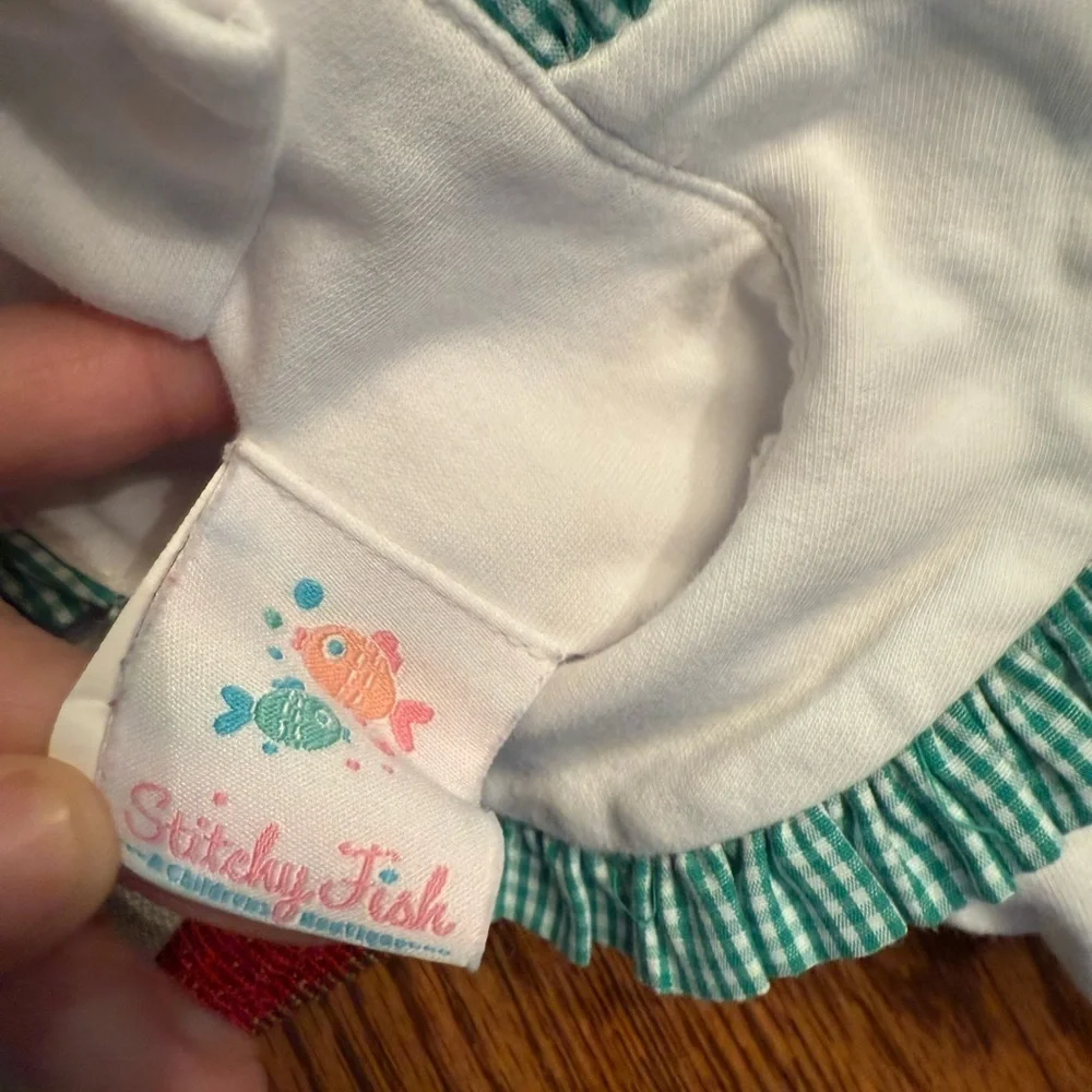 Stitchy Fish Smocked Candy Cane Romper